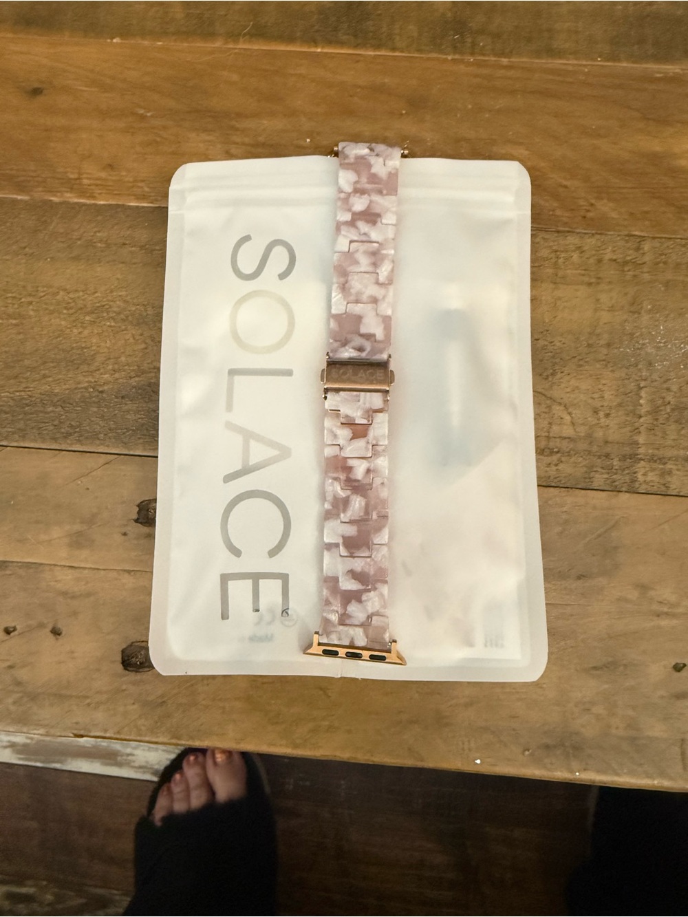 Solace  Pink Marble Resin Watch Band with Rose Gold Hardware